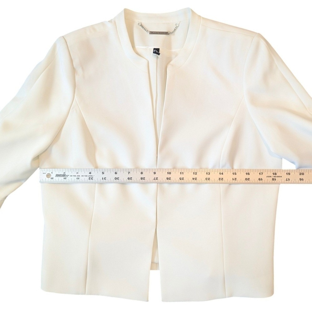 White House Black Market White Bell Sleeve Open Front Blazer Jacket Size 8 - Picture 9 of 14